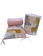 Bebe Royal Set 2 aparatori laterale din bumbac pentru patut 120x60 cm Beberoyal HippoGiraffe Roz
