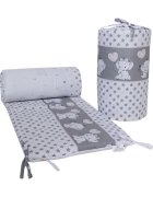 Bebe Royal Set 2 aparatori laterale din bumbac pentru patut 120x60 cm Beberoyal Love Elephants Roz