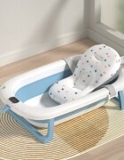 Bebe Royal Set cadita pliabila 76 cm Beberoyal Bleu cu termometru digital dop de scurgere si suport textil universal