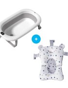 Bebe Royal Set cadita pliabila 76 cm Beberoyal Gri cu termometru digital dop de scurgere si suport textil universal
