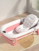 Bebe Royal Set cadita pliabila 76 cm Beberoyal Roz cu termometru digital dop de scurgere si suport textil universal