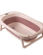 Bebe Royal Set cadita pliabila 81 cm Beberoyal Roz cu termometru digital dop de scurgere si suport textil universal