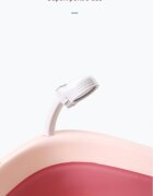 Bebe Royal Set cadita pliabila 81 cm Beberoyal Roz cu termometru digital dop de scurgere si suport textil universal