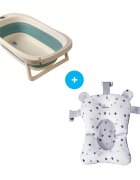 Bebe Royal Set cadita pliabila 81 cm Beberoyal Turcoaz cu termometru digital dop de scurgere si suport textil universal