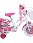 Belderia Bicicleta pentru copii Dora Alb 2-4 ani roti 12 inch roti ajutatoare si frane V-Brake cosulet si portbagaj