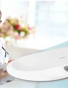 Berdsen Cantar electronic pentru bebelusi Alb cu unitati de masura multipleecran LCDcapacitate maxima 20kgforma ergonomicfunctie Hold indicator baterie descarcata