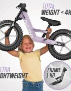 BERG TOYS Bicicleta copii fara pedale Berg Biky Cross mov 12 inch cu frana de mana anvelope pneumatice scaun reglabil pe inaltime varsta 25-5 ani inaltime utilizator 90-120 cm greutate maxima utilizator 30 kg