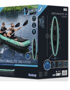 BESTWAY Caiac gonflabil din vinil pentru 2 persoane dimensiune 330 x 86 cm sustine pana la 200 kg include vasle pompa manuala o geanta de depozitare detasabila doua spatare reglabile si manere de transport