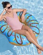 BESTWAY Colac gonflabil Donut Albastru diametru 107 cm pentru copii peste 12 ani Material PVC durabil rezistent la soare si apa sarata Kit de reparatie inclus