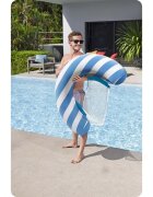 BESTWAY Fotoliu gonflabil pentru inot Comfort Plush AlbastruAlb cu sezut din plasa cu uscare rapida Material PVC rezistent cu suprafata din catifea Greutate admisa 100kg