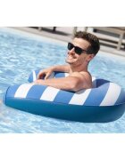 BESTWAY Fotoliu gonflabil pentru inot Comfort Plush AlbastruAlb cu sezut din plasa cu uscare rapida Material PVC rezistent cu suprafata din catifea Greutate admisa 100kg