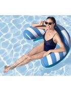 BESTWAY Fotoliu gonflabil pentru inot Comfort Plush AlbastruAlb cu sezut din plasa cu uscare rapida Material PVC rezistent cu suprafata din catifea Greutate admisa 100kg