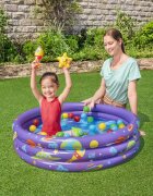 BESTWAY Piscina gonflabila pentru copii 102 x 25 cm cu 50 bile si 4 jucarii gonflabile incluse Mov