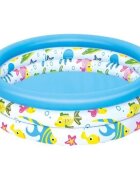 BESTWAY Piscina gonflabila pentru copii Fish Blue Diametru 102x25 cm Material PVC rezistent Capacitate 101 litri Kit reparatie inclus