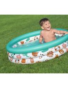 BESTWAY Piscina gonflabila pentru copii Funny Animals Blue Diametru 102x25 cm Material PVC rezistent Capacitate 101 litri Kit reparatie inclus