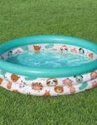 BESTWAY Piscina gonflabila pentru copii Funny Animals Blue Diametru 102x25 cm Material PVC rezistent Capacitate 101 litri Kit reparatie inclus