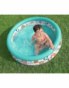 BESTWAY Piscina gonflabila pentru copii Funny Animals Blue Diametru 102x25 cm Material PVC rezistent Capacitate 101 litri Kit reparatie inclus