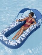 BESTWAY Saltea gonflabila cu spatar si parasolar detasabil 198 x 112 cm Blue