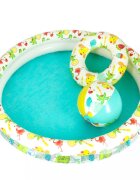 BESTWAY Set 3 piese Piscina gonflabila colac si minge 122 cm Flamingo