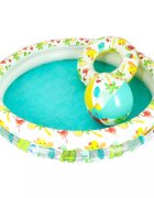 BESTWAY Set 3 piese Piscina gonflabila colac si minge 122 cm Flamingo
