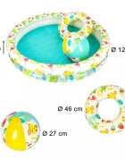 BESTWAY Set 3 piese Piscina gonflabila colac si minge 122 cm Flamingo