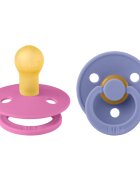 BIBS Set 2 suzete Colour Latex tetina rotunda 0 luni + Bubblegum Peri
