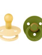 BIBS Set 2 suzete Colour Latex tetina rotunda 0 luni + Pale ButterWasabi