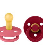 BIBS Set 2 suzete Colour Latex tetina rotunda 6 luni + CoralRuby