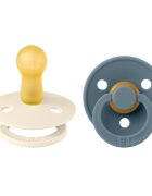 BIBS Set 2 suzete Colour Latex tetina rotunda 6 luni + IvoryPetrol