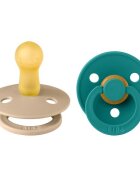 BIBS Set 2 suzete Colour Latex tetina rotunda 6 luni + ScubaTaupe