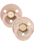 BIBS Set 2 suzete Colour Studio Collection Flower Latex tetina rotunda 0 luni+ Blush