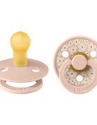 BIBS Set 2 suzete Colour Studio Collection Flower Latex tetina rotunda 0 luni+ Blush