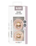 BIBS Set 2 suzete Colour Studio Collection Flower Latex tetina rotunda 6 luni+ Blush