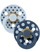 BIBS Set 2 suzete Colour Studio Collection Polka Dots tetina rotunda 0 luni+ Baby BlueSteel Blue