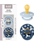 BIBS Set 2 suzete Colour Studio Collection Polka Dots tetina rotunda 0 luni+ Baby BlueSteel Blue