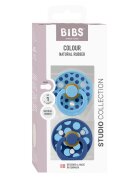 BIBS Set 2 suzete Colour Studio Collection Polka Dots tetina rotunda 0 luni+ BreezeCornflower