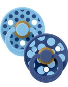 BIBS Set 2 suzete Colour Studio Collection Polka Dots tetina rotunda 0 luni+ BreezeCornflower