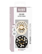 BIBS Set 2 suzete Colour Studio Collection Polka Dots tetina rotunda 6 luni+ IvoryBlack