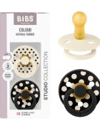 BIBS Set 2 suzete Colour Studio Collection Polka Dots tetina rotunda 6 luni+ IvoryBlack