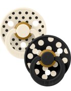BIBS Set 2 suzete Colour Studio Collection Polka Dots tetina rotunda 6 luni+ IvoryBlack