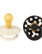 BIBS Set 2 suzete Colour Studio Collection Polka Dots tetina rotunda 6 luni+ IvoryBlack