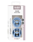 BIBS Set 2 suzete Colour Studio Collection Stripe Latex tetina rotunda 0 luni+ Sky Blue