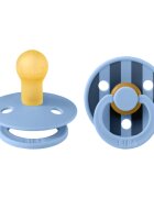 BIBS Set 2 suzete Colour Studio Collection Stripe Latex tetina rotunda 0 luni+ Sky Blue
