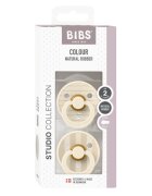 BIBS Set 2 suzete Colour Studio Collection Stripe Latex tetina rotunda 6 luni+ Ivory Vanilla