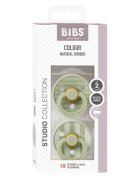BIBS Set 2 suzete Colour Studio Collection Stripe Latex tetina rotunda 6 luni+ Sage