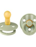 BIBS Set 2 suzete Colour Studio Collection Stripe Latex tetina rotunda 6 luni+ Sage