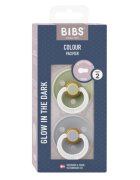 BIBS Set 2 suzete fosforescente Colour Glow Latex tetina rotunda 6 luni + SageCloud