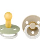 BIBS Set 2 suzete fosforescente Colour Glow Latex tetina rotunda 6 luni + SageVanilla