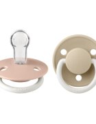 BIBS Set 2 suzete fosforescente de lux Glow Silicon tetina rotunda marime universala BlushVanilla