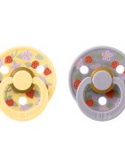 BIBS Set 2 suzete x Liberty Colour Strawberries and Cream Latex tetina rotunda 0 luni+ Pale butterfossil grey